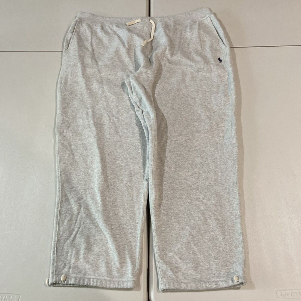 Polo Ralph Lauren Sweatpant Mens 3XB Fleece Gray Jogger Drawstring Hems Pony